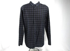 Banana Republic Casual Dress Shirt Men&#39;s XL 17-17 1/2 Dk Gray &amp; Blue Long Sleeve - $19.80