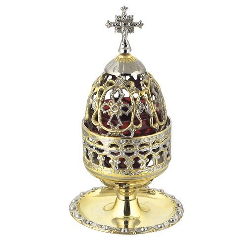 Primary image for Two Colored Brass Greek Christian Orthodox Vigil Lamp (83 GN)