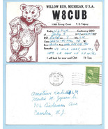 1948 Vintage Cartoon Art Postcard QSL Card W8CUB, Bear Willow Run, MI - £17.45 GBP