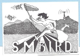 1982 Vintage Cartoon Art Sweden Streaker QSL Card SM3IRD - £14.24 GBP