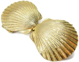 Sea Shell Gold Tone Sash / Belt Buckle Interlocking 2 Piece Vintage Dottie Smith - £23.45 GBP