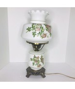 Vintage Gone With The Wind Hurricane Lamp 3 Way Accurate Casting Pink Fl... - $138.60