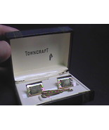 JC Penney Towncraft Cuff Links Tie Bar Gold Colored Original Presentatio... - £13.36 GBP