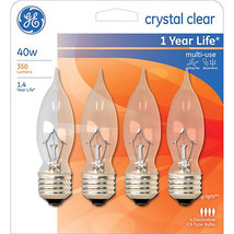 GE CA Type Decorative Crystal Relaxing Bulbs 40 Watt Medium Base. 4 Bulbs - £11.40 GBP