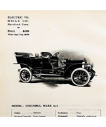 1908 Electric Vehicle Mark 66-3 Columbia Print Catalog Advertisement F14E - $29.99