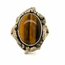 Vintage Sterling Hallmarked Southwest Navajo Oval Tiger&#39;s Eye Stone Ring... - $1,413.68 MXN