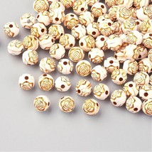 50 Acrylic BLING Beads Beige Gold Rose 8mm Acrylic Beads BULK Metal Enlaced - €3,42 EUR