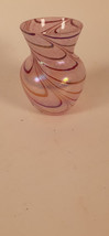 Vintage Art Glass Vase, Pink Swirling Stripes, 6  tall - £13.34 GBP