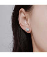 925 Sterling Silver Moissanite Trendy Cluster Flower Ear Studs Super Shi... - £54.25 GBP+