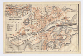 1912 Original Antique City Map Of Halden / Fredrikshald / Norway - £17.09 GBP