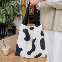 2022 Cow Print Corduroy Shoulder Bags For Women Zebra Pattern Handbag Female Lar - £14.17 GBP
