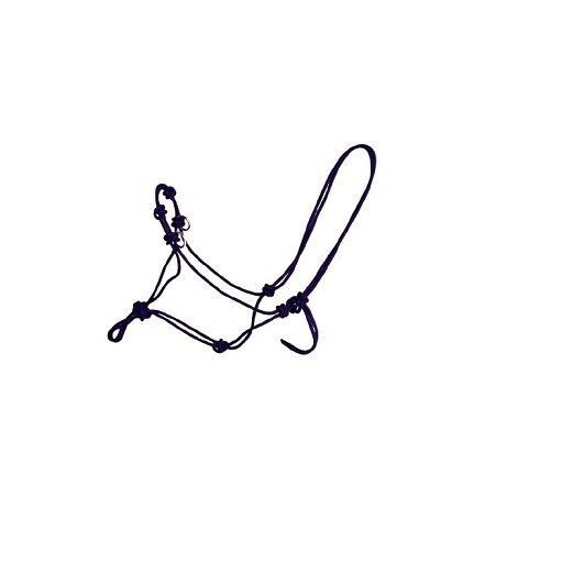 Horse Halter Knotted Rope Side Pull New All Black Adjustable HHAFA510 - $18.81