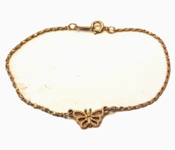 Avon Butterfly Bracelet 7 inch Gold Plated Twisted Chain VTG Estate Jewelry - £12.60 GBP
