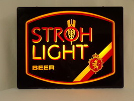 ORIGINAL Vintage Working Stroh Light Beer 15x20&quot; Lighted Bar Sign - £101.19 GBP