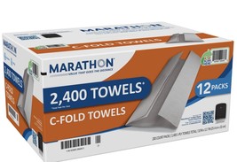 Marathon Absorbent 1-Ply C-Fold Paper Towels - 12 Pack (2400) - $75.88