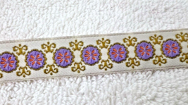 NOS Vintage Brocade Woven Ribbon Trim Purple Pink Flower 10 yards 5/8 In... - $26.24