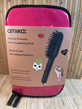 AMIKA Polished Perfection Mini Electric Straightening Brush w/ Pink Trav... - £27.06 GBP