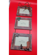 WESTERN STYLE 3 TIER HANGING PICTURE OR PHOTO FRAME BOOTS SADDLE CACTUS - $18.95