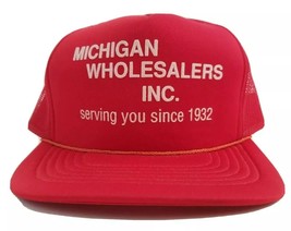 Trucker Hat Cap Mesh Snapback Red Michigan Wholesalers Inc Serving since... - $15.15