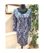 Miss Tina Women Blue Polyester Scoop Neck Long Sleeve Knee Length Dress ... - $40.44 CAD