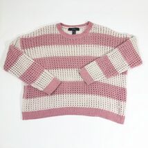 Forever 21 Dusty Pink &amp; White Open Knit Crochet Cropped Sweater Wms Med - $12.86