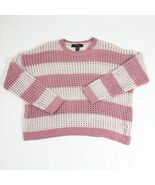 Forever 21 Dusty Pink &amp; White Open Knit Crochet Cropped Sweater Wms Med - $236.18 MXN