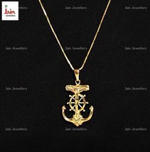 Fine Jewelry 18 Kt Real Solid Yellow Gold Jesus Crucifix Anchor Necklace Pendant - £1,343.29 GBP