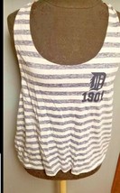 Ladies Victoria Secret Detroit Tigers Tank Top M  Shirt Blue Striped FREE Ship - £15.77 GBP
