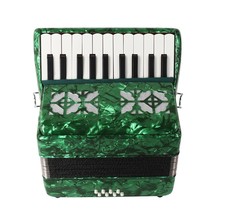 Accordion 22 Keys 8 Bass Green Keyboard Instrument - £318.20 GBP