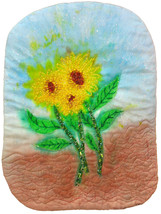 Sunflowers Outdoors: Quilted Art Wall Hanging - $245.00