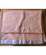 Vintage American Woolen Company Blanket Orange Pink 56&quot; x 84&quot; 100% Wool - £37.77 GBP