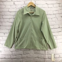 Notations Top Womens Sz L Large Petite Green Zip Up Long sleeve NEW - $15.84