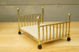 Vintage Dollhouse Doll House Toy Brass Bed and Matterss Furniture Shackman 4756 - £19.41 GBP