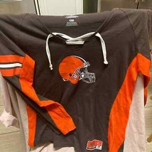 Cleveland Browns Woman’s Long Sleeve Shirt Size L Old School Look By Majestic - £19.75 GBP