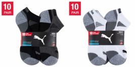 PUMA Men&#39;s No Show Sock, 10-pair Black White Colors Half Cushion Arch Support - £16.07 GBP