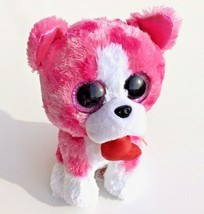 TY Beanie Boo Plush toy ROMEO Pink Dog Glitter Eyes 008421368648 heart hot pink - £6.86 GBP