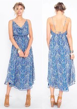 NEW Sugar Lips Blue Print &quot;Tried and True&quot; Midi Maxi Dress Exposed Back ... - £51.83 GBP