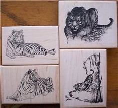 LOT 4 - ALL TIGERS new mounted rubber stamps - $35.00