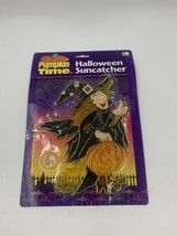Vintage Pumpkin Time Kmart Halloween Suncatcher Witch Broom Pumpkin - $12.16