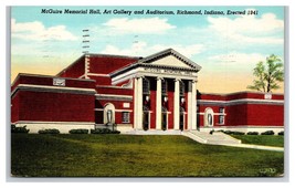 Mcguire Memorial Hall Richmond Indiana IN Linen Postcard Z10 - £1.52 GBP