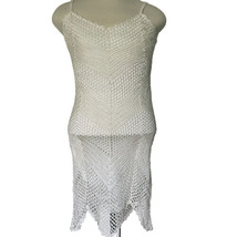 R&amp;M Richards Dress Crochet Knit Mermaidcore Size MIvory Knit Lined Midi Straps - £47.93 GBP