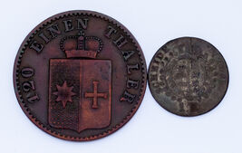 Lot of 2 German States Coins 1830 - 1867 Wurttemberg and Waldeck-Pyrmont - $101.18
