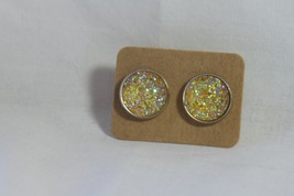 Faux Druzy Stud Earrings 12mm (New) Sparkling Yellow - £4.46 GBP