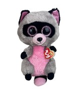 Ty Beanie Boos Rocco Raccoon Gray Pink Plush Stuffed Animal Toy Soft Han... - $7.70