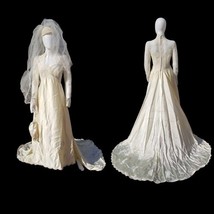 Vintage 60s Priscilla Boutique ivory wedding train gown+hat-weil-purse s... - $282.15