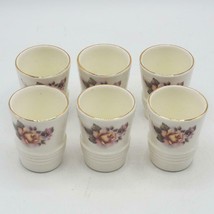 Vintage Set of 6 Gold Rim Rose Sake Cups Teacups - £43.20 GBP
