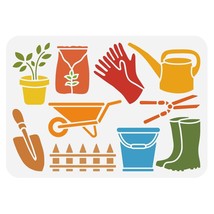 GreenThumb Stencil Set: Reusable Gardening Tools Stencil for Wall, Furniture, Wo - £7.63 GBP