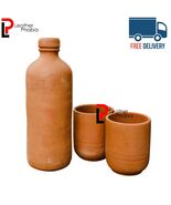 Clay Water Bottle Natural Cooling Earthen Pot 1.5L / 2L | for Yoga,Gym &amp;... - $30.74+