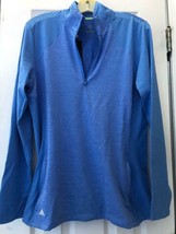 NWT Ladies ADIDAS Blue 1/4 Zip Long Sleeve Mock Golf Tennis Shirt - size Large - £29.08 GBP