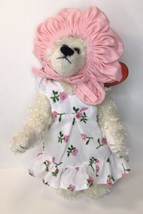 Ty Attic Treasures Jointed White Bear ROSALIE  White Floral Dress &amp; Pink Bonnet - £7.05 GBP